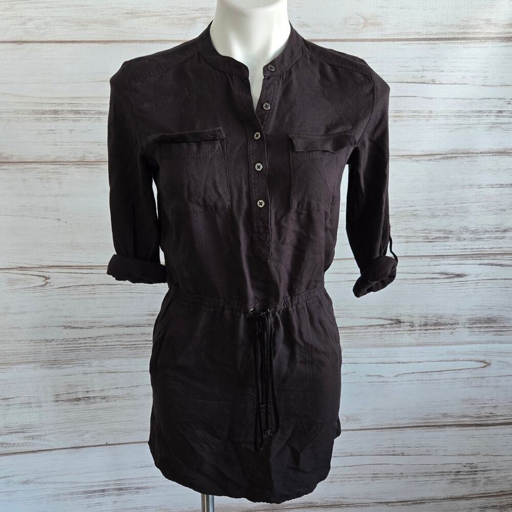 Lou and Grey Black Rayon Shirt Dress sz XS